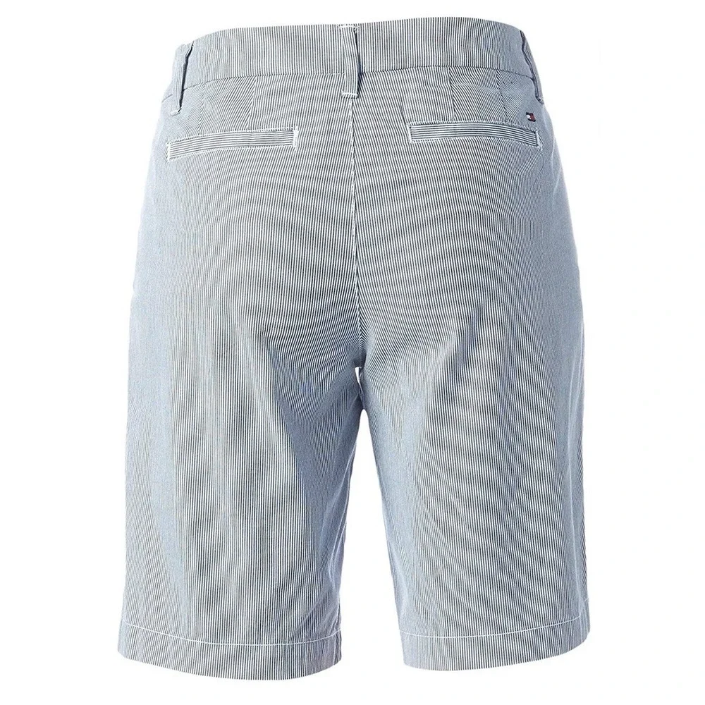 Tommy Hilfiger Hollywood Shorts Womens 14 Blue‎ White Seersucker Stripe 9 Inseam
